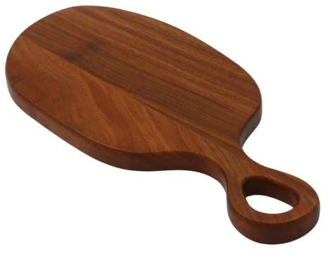 Kadum Tagliere in legno di noce 35,5 x 16,5 x 2,0 cm, con manico in legno, tagliere rustico, tagliere in legno come decorazione per la colazione, tagliere per il pane, piatto da portata a forma di