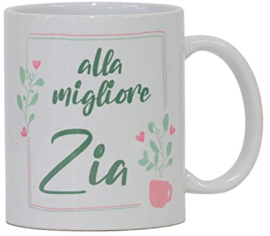 PrintedGift Tazza Mug per Zia - Tazza Alla Migliore Zia - Idea Regalo - Bianca, in Ceramica - 300 ml