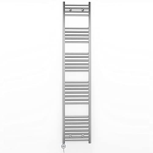 Myhomeware 300mm Wide Chrome Electric Bathroom Heated Towel Rail Thermostatic Warmer Radiator Precise Control (300 x 1700 mm (BTU: 1442))