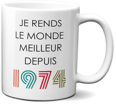 L'Esprit Des Anges Tasse Mug Cadeau Anniversaire 50 ans Femme Homme - Je Rends le Monde Meilleur - Original Personnalisé