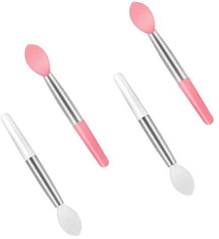 Silikon Lippenbürste, 4 Pcs Lippenstift-Applikator, Silikon Make Up Pinsel, Mini-Make-up-Brus, Tragbare Lipgloss-Zauberstäbe Pulver, weiß