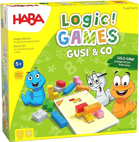 HABA 306820 Logic! Games – Gusi & Co – Kinderspiel in Logik-Solitär, selbstkorrigierend, über 5 Jahre