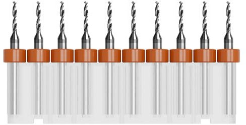 FOCMKEAS 10Pcs PCB Drill Bits Set, 1/8 Shank 1.6mm Micro Twist Bit Spiral Flute Carbide for Print Circuit Board Stone Dremel Jewelry CNC Engraving