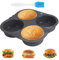 mumisuto Molde para Panecillos para Hamburguesas con Cepillo de Aceite Azul, para 4 o 6 Panecillos, con Revestimiento Antiadherente, para Hamburguesas, Panecillos, Puffs, Tartaletas (4 agujeros)