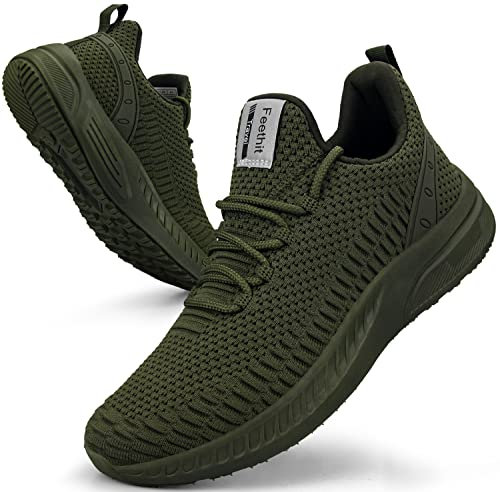 Feethit Damen Laufschuhe Turnschuhe Sportschuhe Sneaker Leichtgewichts Atmungsaktiv Walkingschuhe Outdoor Fitness Jogging Sportsschuhe 38 Armeegrün
