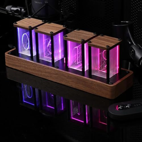 LED Nixie Tube Clock With Glow Tube Display, Digital Alarm and Timer Function, Retro Vintage Table Clock, Creative Decoration Gift