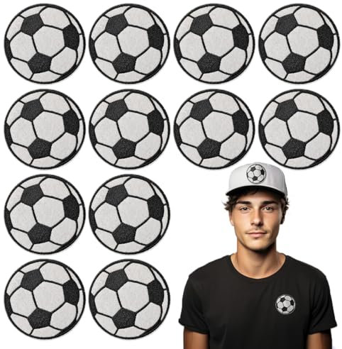 12 x Fußball-Aufnäher zum Aufbügeln, bestickte Applikation für Jacken, Hüte, Rucksäcke, Jeans