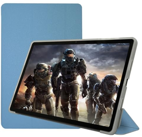 Qiawum Folio Stand Case for Teclast P30T / P30 Tablet 10.1, PU Leather Slim Multi-Viewing Angles Cover with Auto Wake/Sleep Function Hard Back Shell Protective Sleeve(Blue)