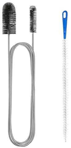 SSKHE Drain Unblocker Tools, Two-Piece Suit Flexible 61 inch Double Ended Nylon Pipe Cleaner Brush and 17.7 inch Sink Unblocker Brush for Kitchen Bathroom Shower Plug Hole