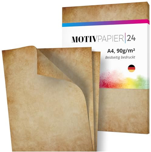 Einladungskarten Manufaktur Hamburg 60 Blatt Briefpapier Set beidseitig bedruckt Motivpapier Papier A4 Druckerpapier 90g/m² Alt Vintage Retro Antik braun beige Schatzkarte
