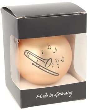 Glas-Weihnachtskugel mit Posaune-Motiv, Ø ca. 8 cm (Gold matt)