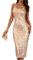 GRACE KARIN Damen Bleistiftkleid Glitzer Pailletten Partykleid Elegant Spaghetti Abendkleid Champagner Gold 38