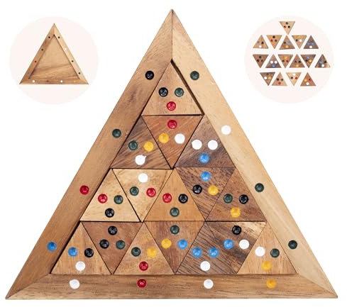 Engelhart - 350480 - Tri Match - Holz-Dreieck Puzzle - 16 Holzstücke - Ökologisches Denkspiel - 1 Spieler - ab 10 Jahren