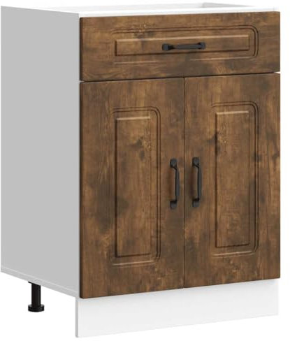 vidaXL Küchenunterschrank Kalmar Räuchereiche Holzwerkstoff, Spülenunterschrank, Schrank Küche, Lagerschrank, Unterschrank für Küche, Küchenzeile
