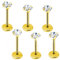 6 Stück Gold Labret Piercing Set 6/8mm 20G Chirurgenstahl Lippenpiercing Metall Tragus Piercing mit Zirkonia Lippenpiercing Push-In Knorpel Ohrring Damen Schmuck