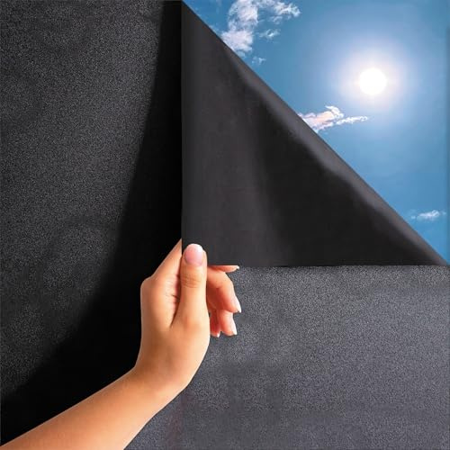 MARAPON Fensterfolie Blickdicht selbsthaftend in schwarz 1,05x20 m Verdunkelungsfolie mit hohem Sichtschutz Sichtschutzfolie Fenster statisch haftend Folie Fenster Sichtschutz Blackout Glasfolie