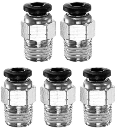 QUARKZMAN 5 Stück Push-to-Connect-Fitting 4mm Schlauch-OD x 1/8 NPT-Gewinde männlicher gerader Schnellverbinder Luftleitungsschlaucharmaturen für Industrie-Luftsystem PC4-N01, Schwarz