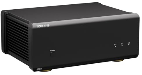 TOPPING B200 Mono Pure Power Audio Amplifier- 200W Output, 3 XLR/TRS Balanced Inputs,154dB SNR/DNR, 2 Gain Modes, 12V Trigger High Power NFCA Discrete Amplifier (TOPPING-B200-Black) (Black)