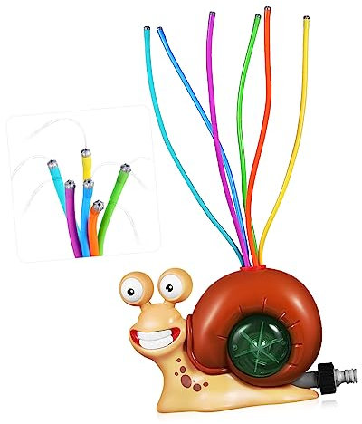 KONTONTY Outdoor Snail Sprinkler Toy for Boys and Girls Water Play with Swing Tubes Hose Attachment for Backyard Safe Material for Hot Days