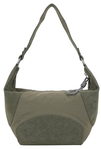 Fritzi Gimmy Sky Mix Hobo Bag Nylon Damen Schultertasche Alltag Reisen Freizeit mit Reißverschluss verstellbarem Gurt 24 x 32 x 6 cm – Braun, Rot, Khaki, Gelb, Schwarz