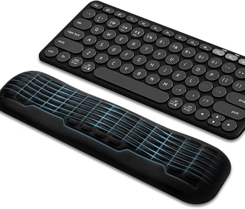 UnivoColors Memory Foam Keyboard Wrist Rest,Latest 3.0 Wave Curve Design,High-Resilience Memory Foam Non-Slip Base,Fits Compact Keyboards,Ideal for Work and Gaming(Black)