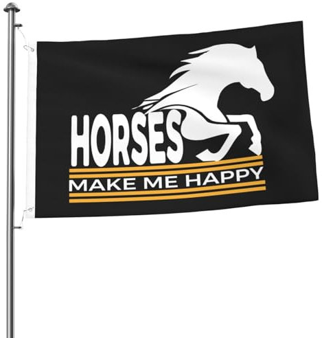 Mach Mich Glücklich Pferde Pferd Farbflagge Mit Tülle Fahne Perfekte Banner Für Außen Innen Veranda 90X150 Cm