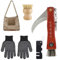 Pilzmesser mit Bürste, Tragbar Pilzsammler Set Edelstahl Pilzsammler Messer mit Handschuhe Pilzbürste Pilzsammeltasche Messerschärfer Pilztasche Schwammerlmesser mit Pinsel Pilzmesser Set, 6 Stück