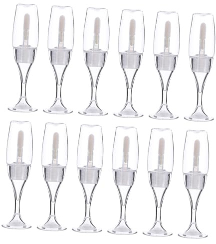NIYANGLE 12pcs Empty Lip Gloss Tubes Lipstick Container Mini Wine Glass Lip Tint Sample Bottles for Cosmetics Applicator Wand