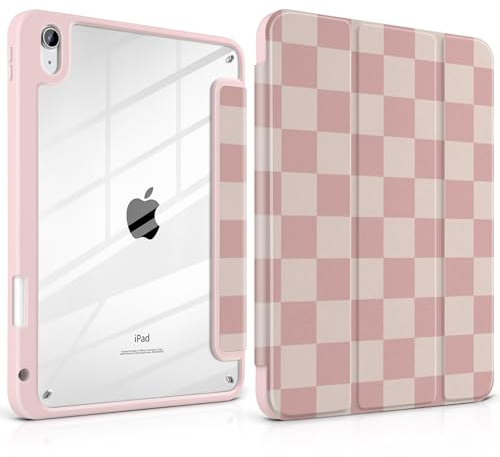 Loyrina Case for iPad (A16) 11th Generation 11 inch 2025 /iPad 10th Gen 10.9 2022 - Aesthetic Cute Preppy Design Trifold Cover with Soft TPU Bumper Clear Back Auto Sleep/Wake, Lattice