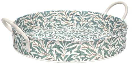 William Morris Willow Circular Serving Tray with Handles Decorative Round Metal Tray for Tea Coffee Drinks and Home Décor