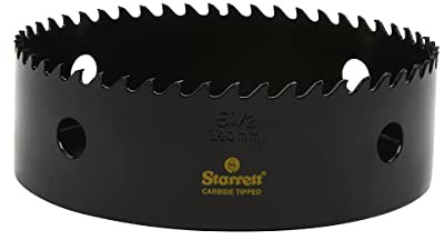 Starrett Tungsten Carbide Tipped Hole Saw - CT512 Deep Cut Holesaw Cutter - For Wood Suspended Flooring Reinforced Concrete & Fibreglass - 140MM
