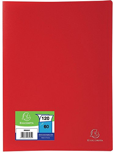 Exacompta - Réf. 8565E - 1 Protège-documents OPAK - 60 pochettes grainées antireflet - 120 vues - pour format A4 - dimensions 24 x 32 cm - couverture en polypro souple - couleur rouge