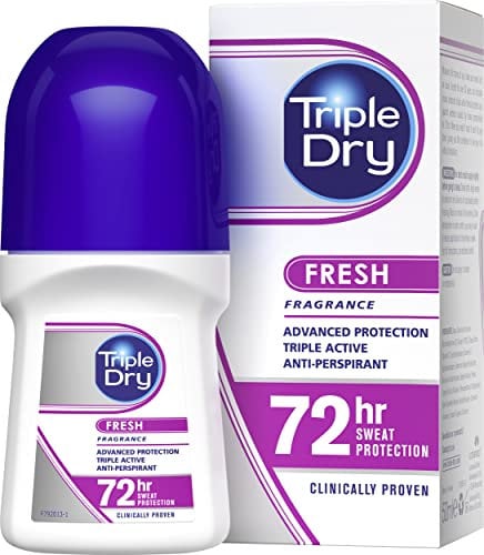 Triple Dry Women | Fresh Fragrance Antitranspirant Roll On 50 ml | 72-Stunden-Schutz vor übermäßigem Schwitzen | Bekämpft Gerüche | Dreifach aktive Formel | klinisch bewährt | weiblich