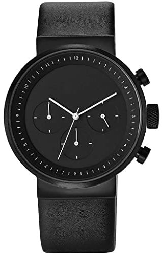 Projects Watches Kiura Black Chronograph Quarz Edelstahl IP Schwarz Leder Herren Uhren