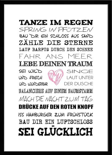 artissimo, Spruch-Bild gerahmt, 51x71cm, PE6001-ER, Tanze im Regen, Bild, Spruch-Poster mit Rahmen