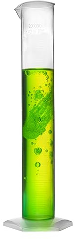 Eisco Polypropylene Graduated Measuring Cylinder - 2000ml | Hexagonal Base | Class B Tolerance | Easy to Read Measurements | Raised Graduations Marked Every 200ml | Durable Labware