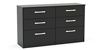 Birlea Lynx 6-Drawer Chest - High Gloss, Black
