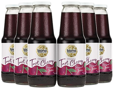 Biona Organic Tart Cherry Juice 1L, Pack of 6 | 100% Pure Organic Juice, Not From Concentrate, High in Antioxidants, Suitable for Vegans, Ideal for Daily Wellness