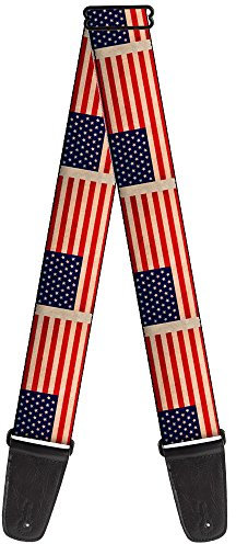 Buckle-Down GS-W30128 Gitarrengurt mit amerikanischer Flagge, verwitterte Farbwiederholung, 5 cm breit