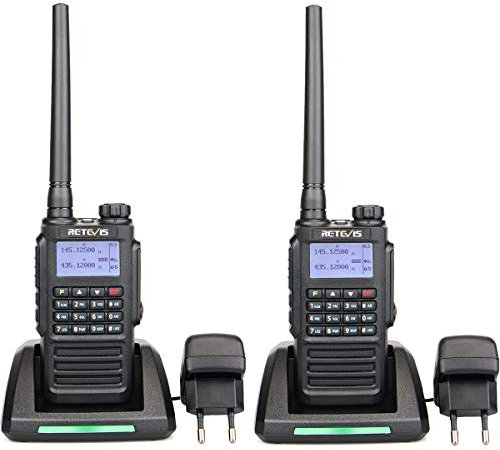 Retevis RT87 Walkie Talkie Profesional, IP67 Impermeable, Doble Banda 128 Canales, Alcance de hasta 5 KM, CTCSS/DCS FM, Radio DTMF, VOX Alarma, Walkie Talkie Impermeable (Negro, 2Pcs)