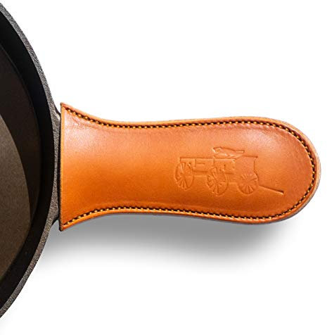 Leather Cast Iron Handle Cover - Extra Thick, Easy to Grip, Heat Resistant, Cast Iron Pot Holders - Best Skillet Handle Cover Works with Vintage Skillets, Lodge, Lancaster and More - Made in The USA