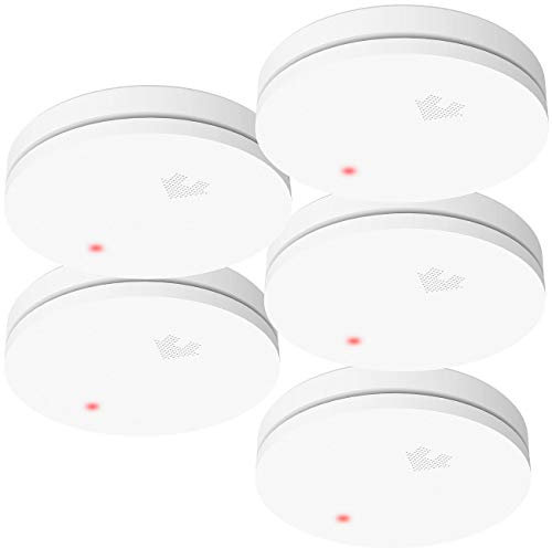 VisorTech Optische Rauchwarnmelder: 5er-Set fotoelektrische Slim-Rauchwarnmelder, 10-Jahres-Batterie (Rauchmelder mit Langzeitbatterie, Rauchende-Sensor laut, Jahresbatterie)