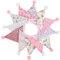 G2PLUS Blumen Wimpelkette mit Puschel: 4M Rosa Stoff Wimpel mit 12 STK Wimpeln, Floral Girlande im Vintage Stil für Geburtstag, Kinderzimmer, Prinzessinnenzimmer, Party