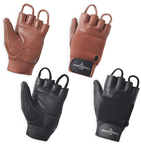 Globaleather Rollstuhl-Handschuhe, fingerlos, strapazierfähig, gepolstert, atmungsaktiv, Leder, für guten Halt, Schutz, Komfort und Haltbarkeit