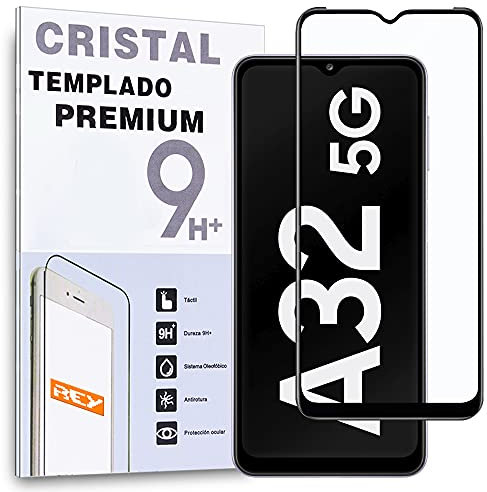 REY Verre Trempé 3D pour Samsung Galaxy A32 5G, Noir, Protecteur d'écran qualité supérieure, Protection Complète, 3D, 4D, 5D