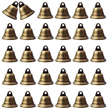 Pamtns 30 Piezas Campana Pequeña Vintage Mini Campana Metal Vintage Jingle Bells de Bronce Campanillas de Metal Bronce Mini Campana Metálica Artesanales Campanas Vintage Campanas