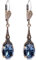 Goldene Jugendstil Ohrringe mit Markenkristallen Blau NOBEL SCHMUCK