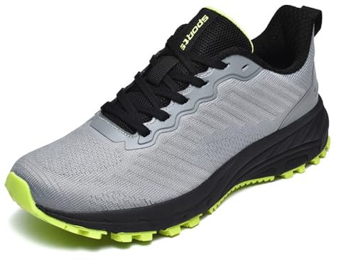 frysen Zapatillas Running Hombre Mujer Zapatillas Deportivas Fitness Casuales Zapatillas Deporte Senderismo Trail Gimnasio Tenis Deportivos GreyGreen 38 EU