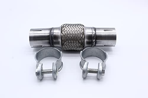 TAKPART Universal Flexrohr Reparaturrohr Hosenrohr Auspuff + 2 Schelle für 45 x 150mm/210mm Silber