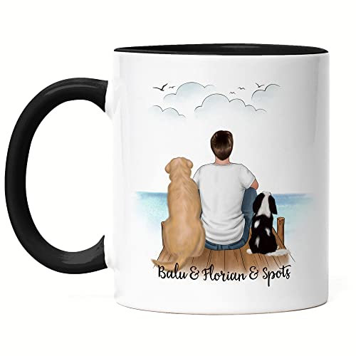Kiddle-Design Hundepapa Tasse Schwarz Personalisiert Hundebesitzer Geschenk Hundeliebhaber Hunde Dog Dad Hundefan Hundemotiv Haustier